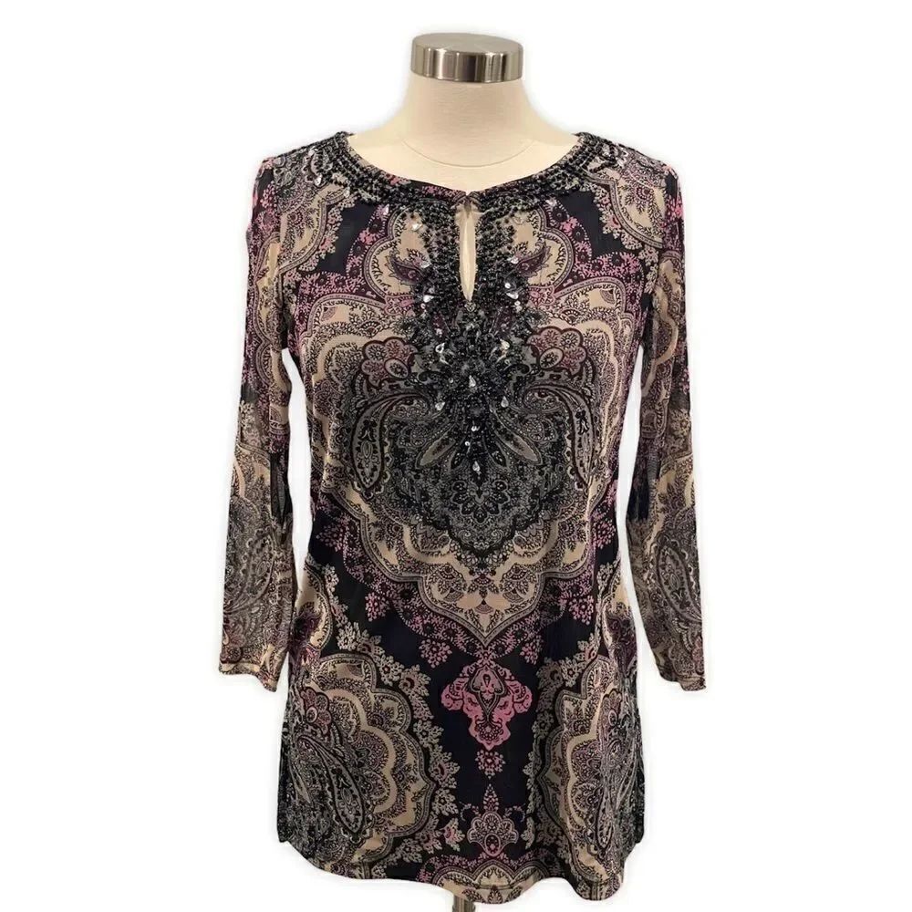 INC International Concepts Paisley Print Tunic Top